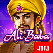 Ali Baba slot title art with treasure and lanterns